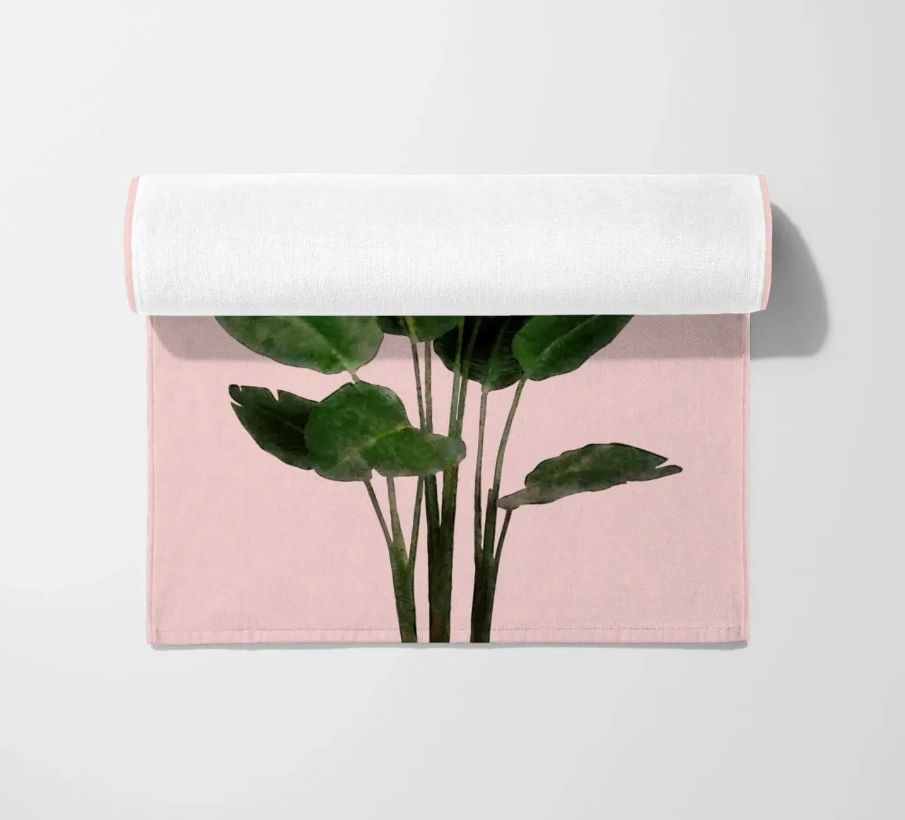 Bird of Paradise Plant on Pink Wall beach towel by amini54