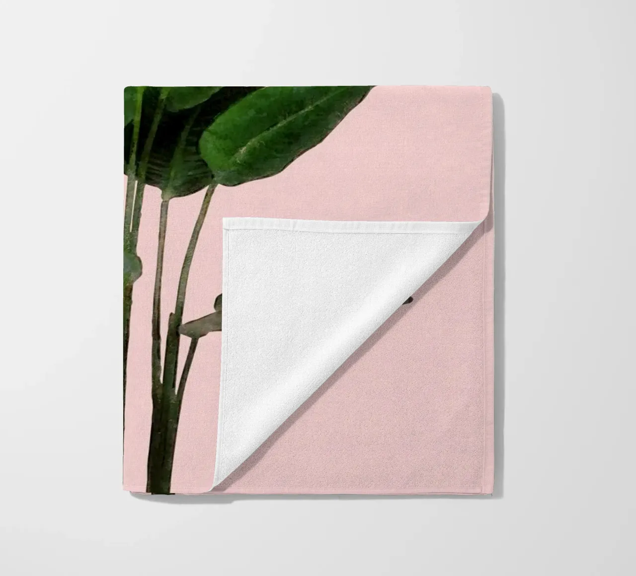 Bird of Paradise Plant on Pink Wall beach towel by amini54