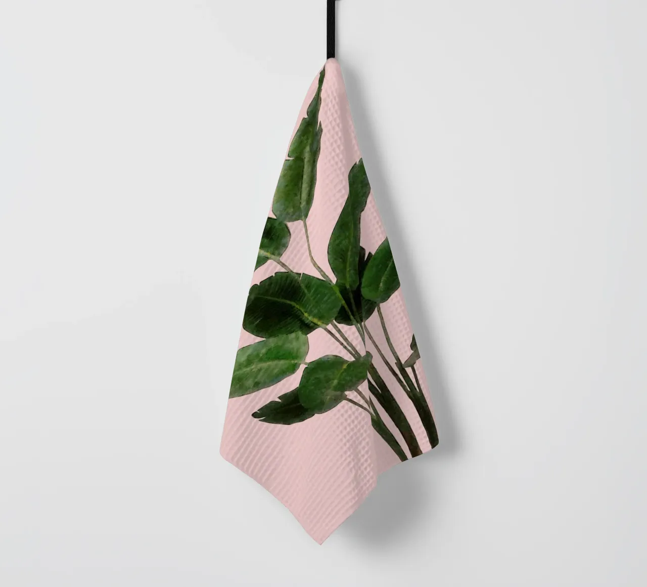 Pianta di uccello del paradiso su parete rosa canovaccio da cucina da amini54