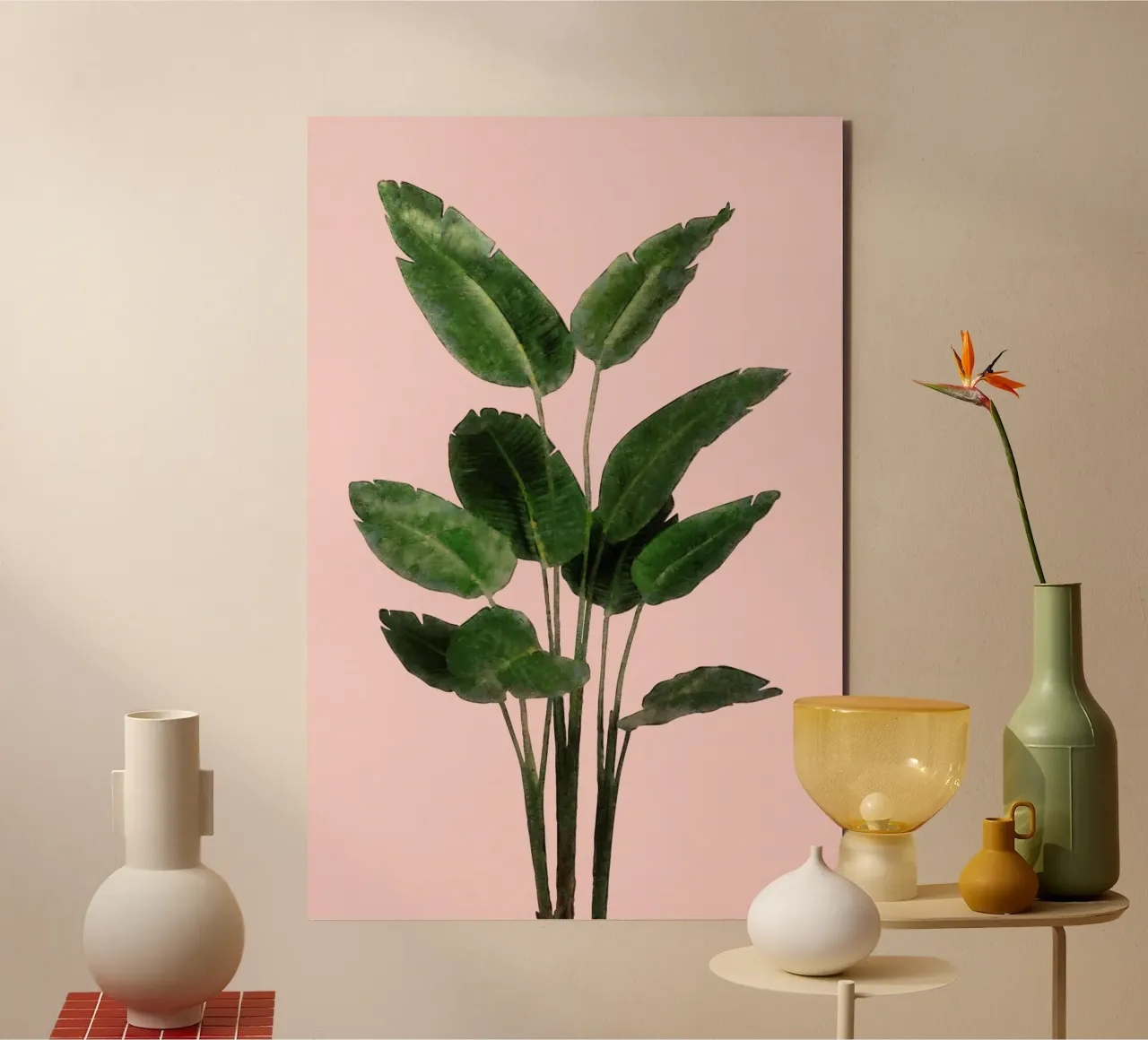 Bird of Paradise Plant on Pink Wall forex plate by amini54