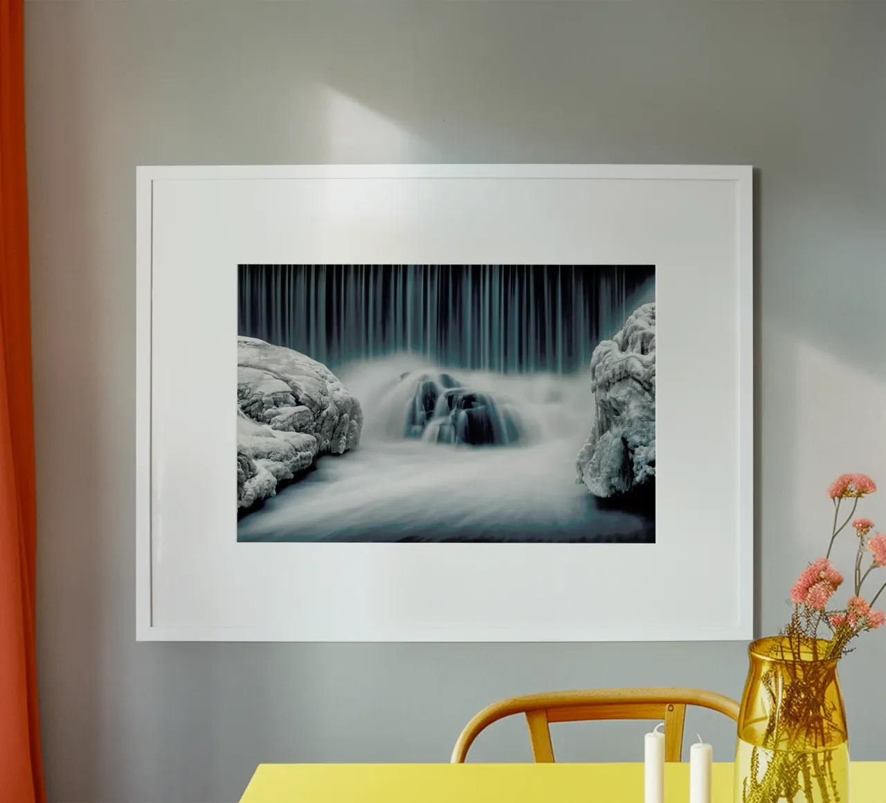 Icy Falls - Keijo Savolainen poster con telaio in alluminio da Pictufy