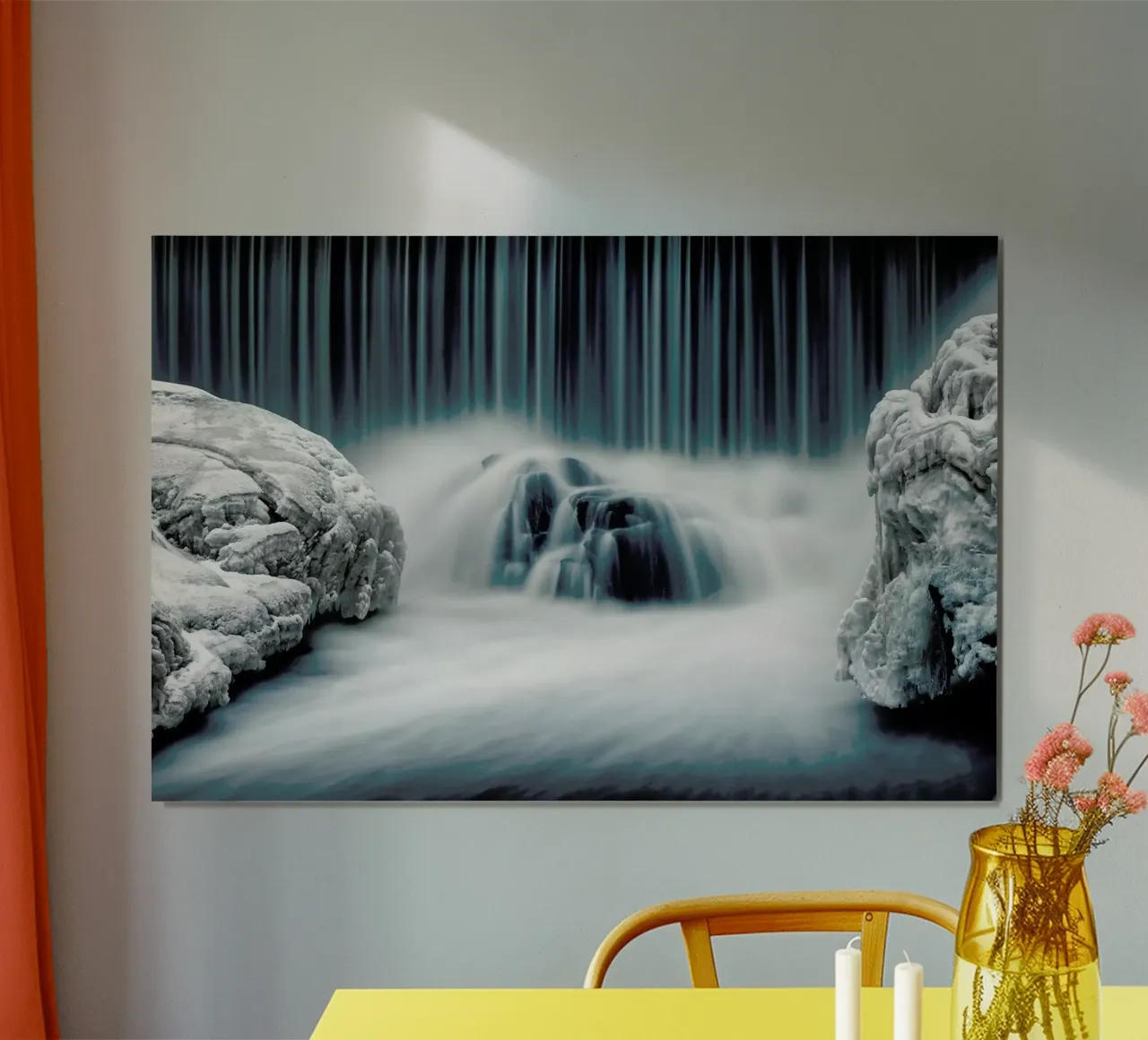 Icy Falls - Keijo Savolainen poster con telaio in alluminio da Pictufy