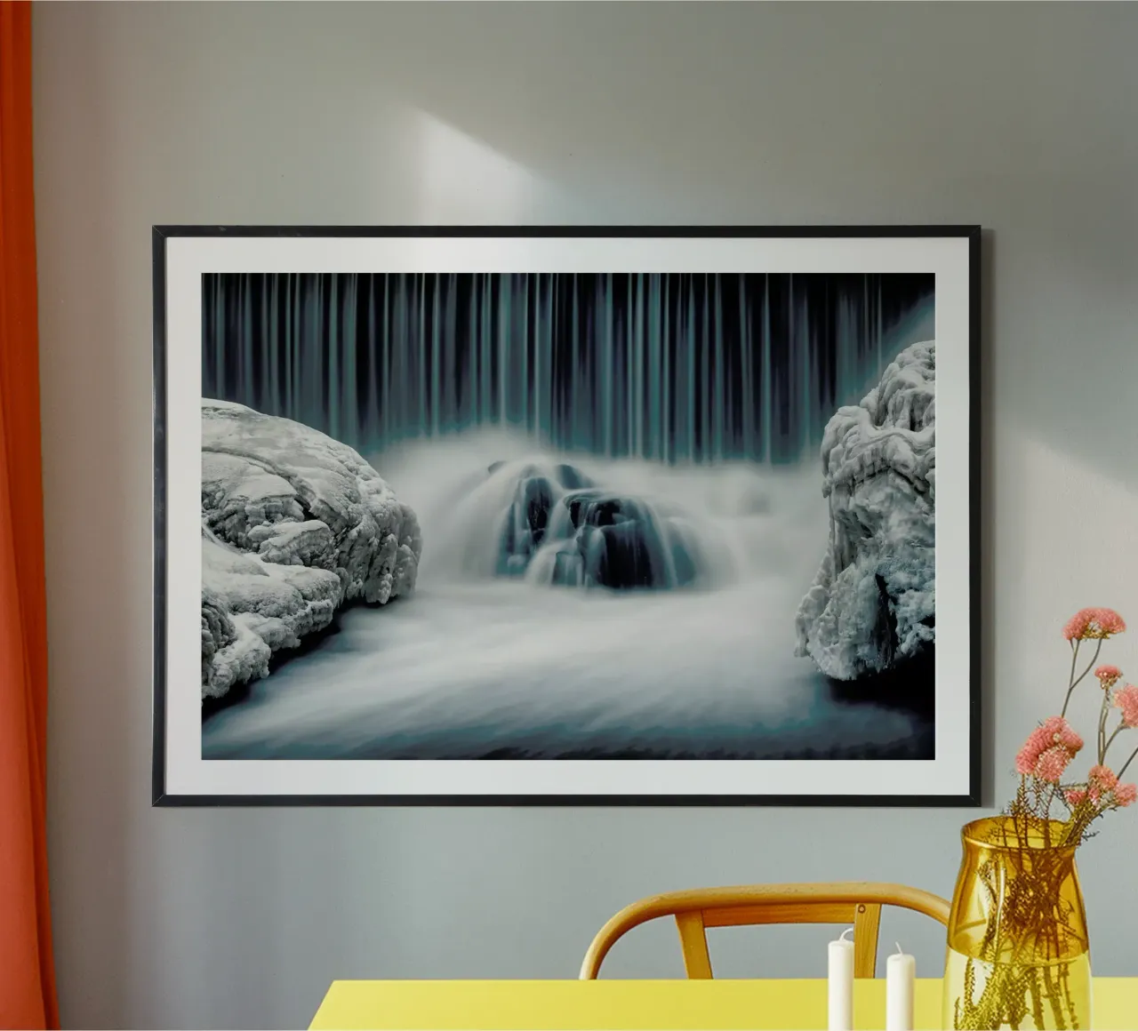 Icy Falls - Keijo Savolainen poster con telaio in alluminio da Pictufy