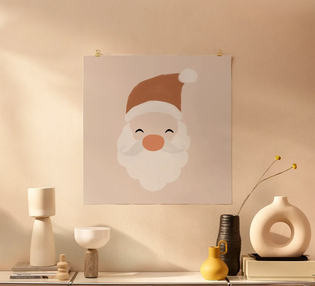 Babbo Natale in blush carta hahnemühle da Orara Studio
