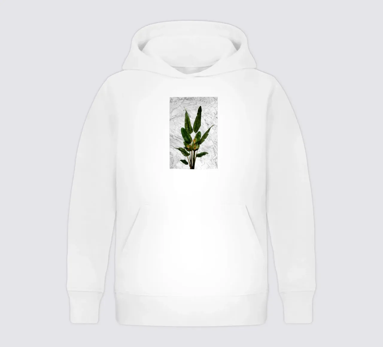 Bird of Paradise Plant on White Marble Wall kids hoodie by amini54