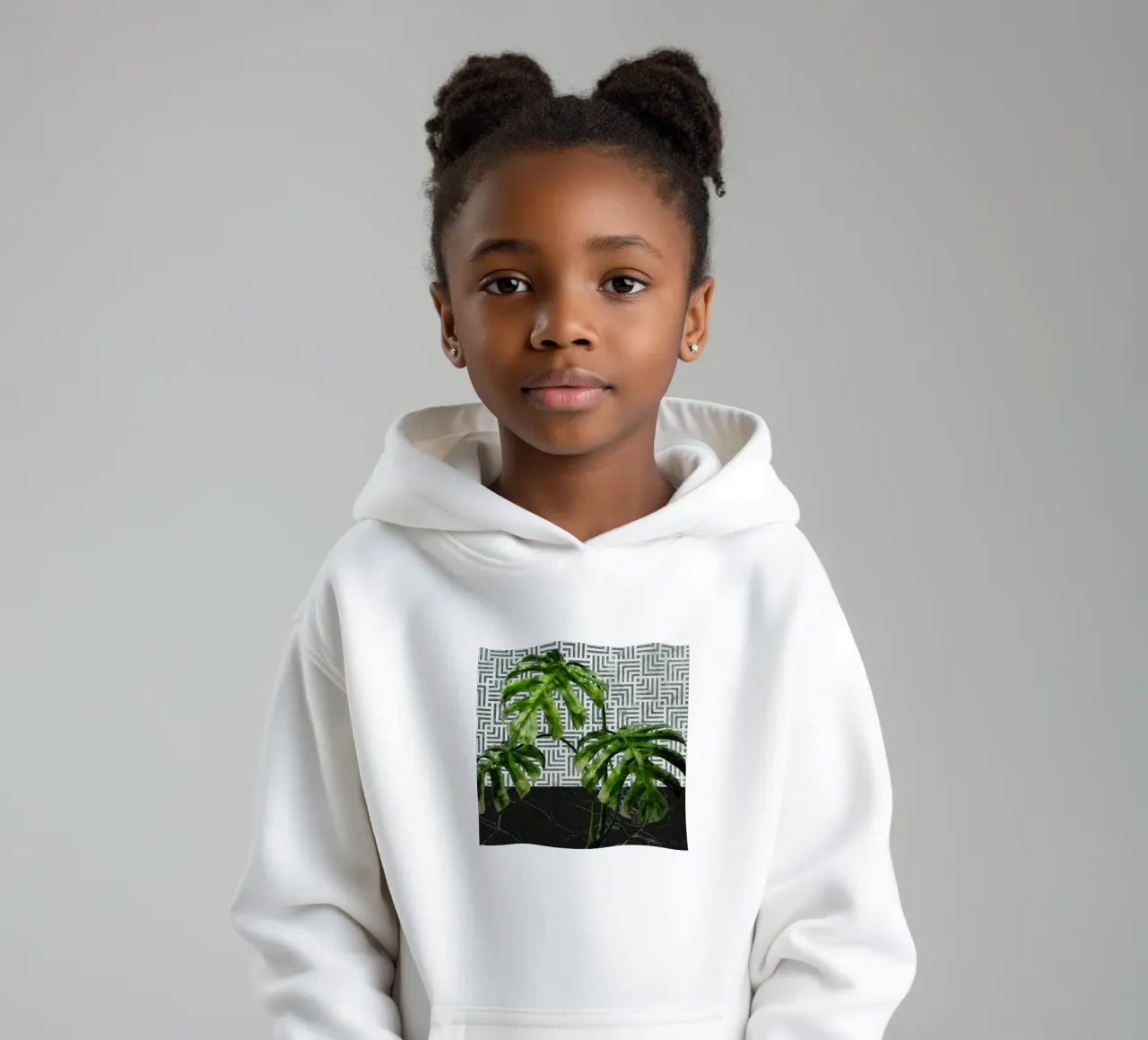 Monstera su parete con motivo a piastrelle felpa bambino con cappuccio da amini54