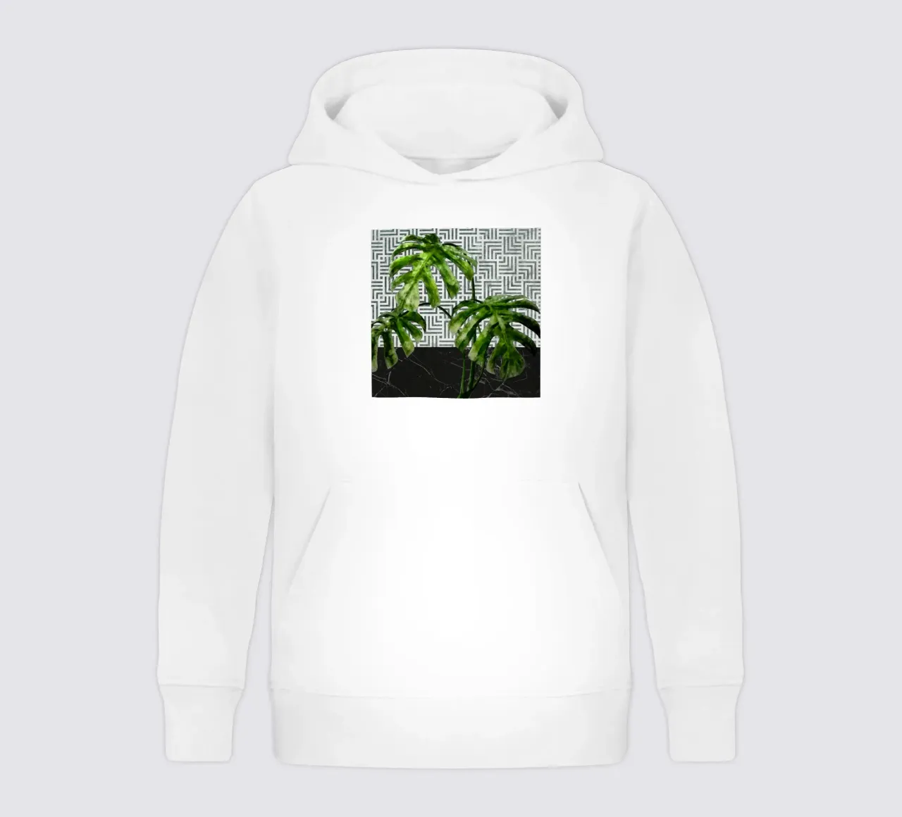 Monstera su parete con motivo a piastrelle felpa bambino con cappuccio da amini54
