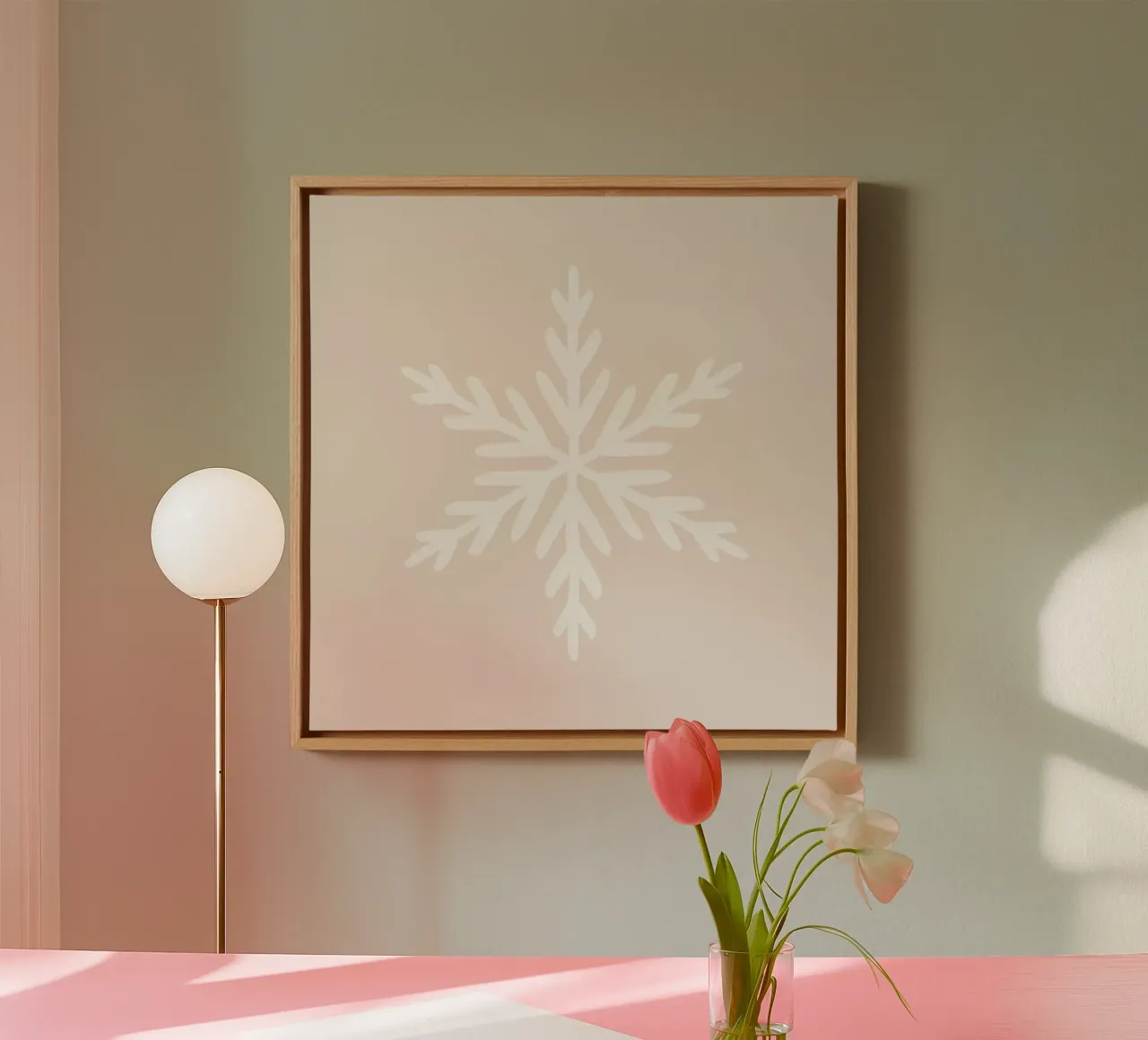 Blush Snowflake canvas by Orara Studio