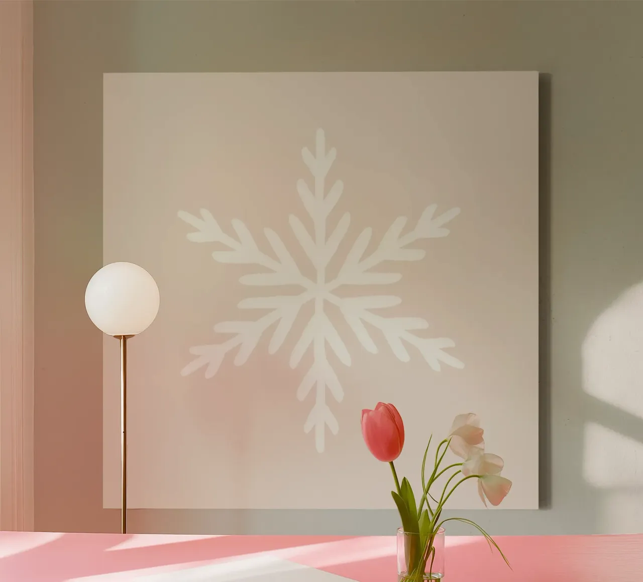 Blush Snowflake canvas by Orara Studio