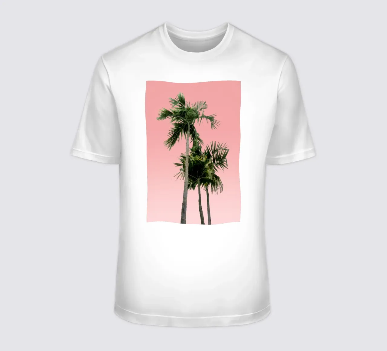 Una palma contro un cielo rosa t-shirt da amini54