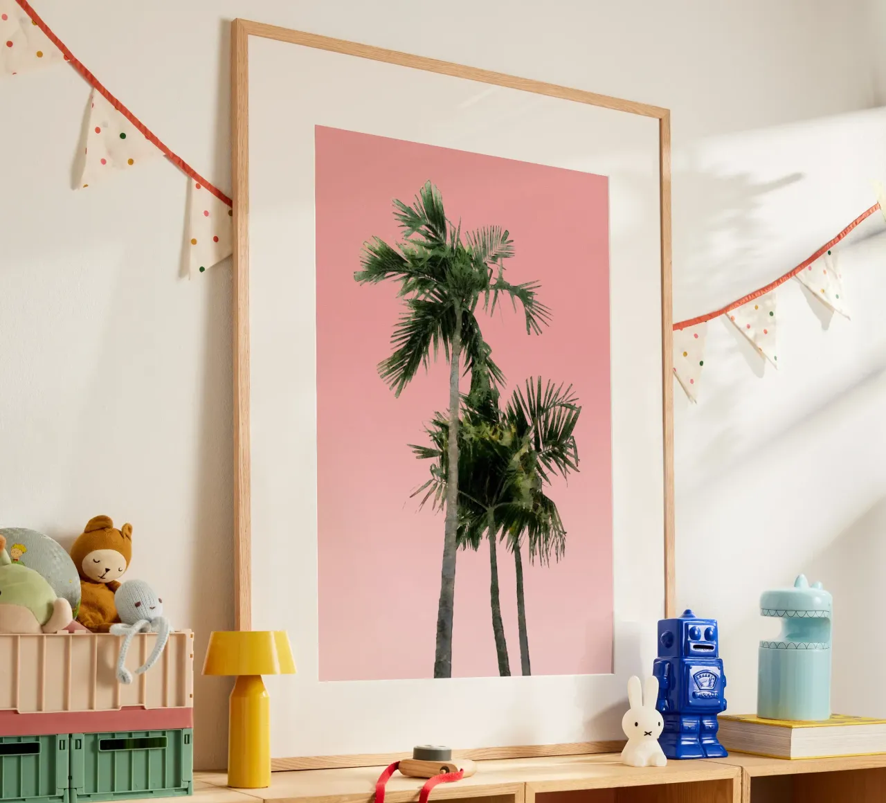 Una palma contro un cielo rosa carta hahnemühle da amini54