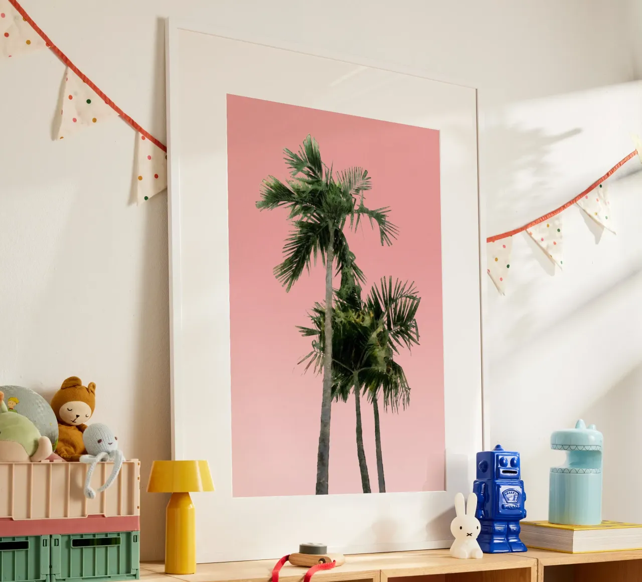 Una palma contro un cielo rosa carta hahnemühle da amini54