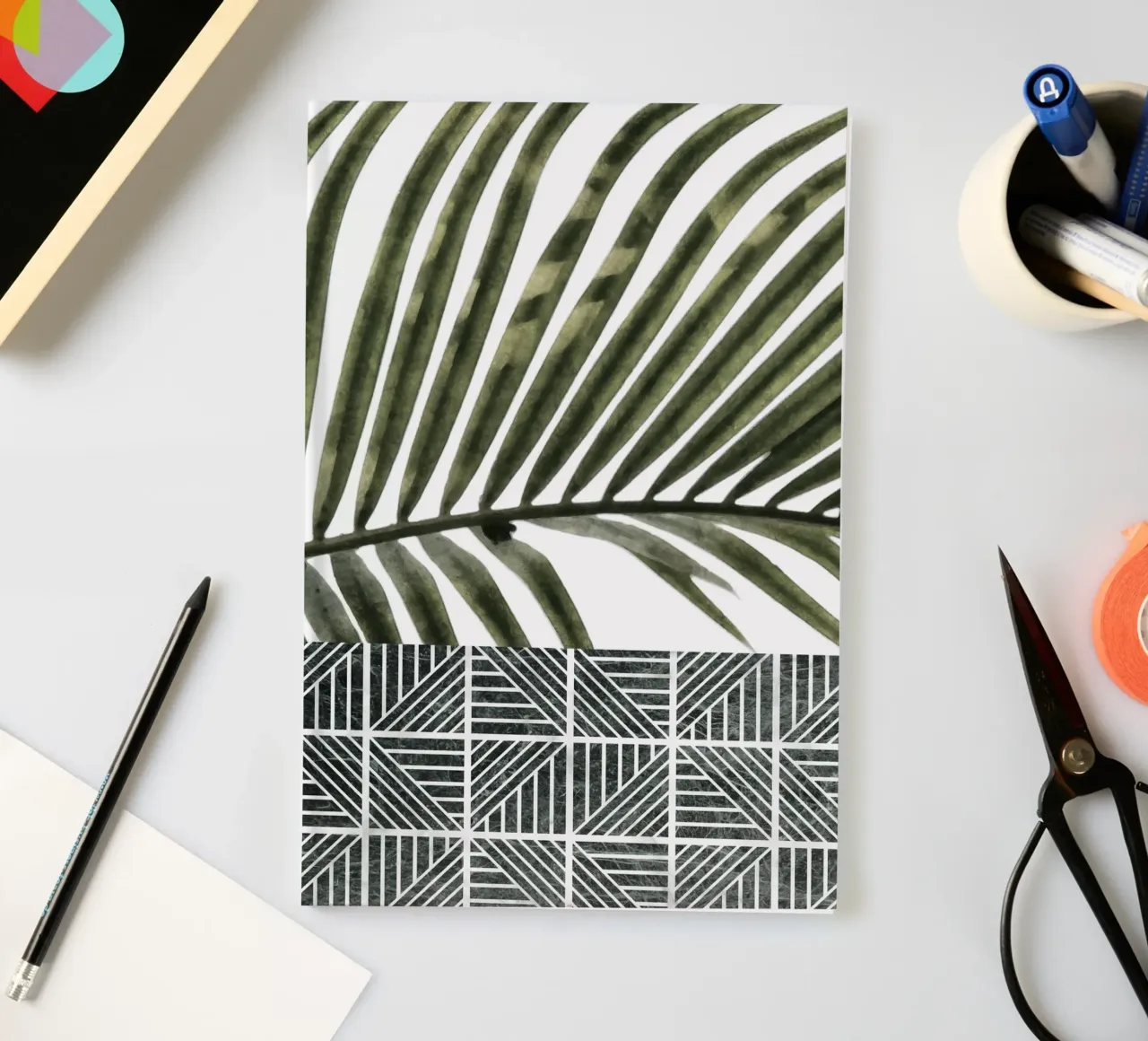 Palm Leaves on Checker Pattern notebook by amini54