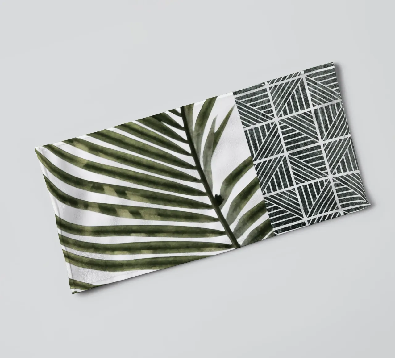 Palm Leaves on Checker Pattern towel by amini54