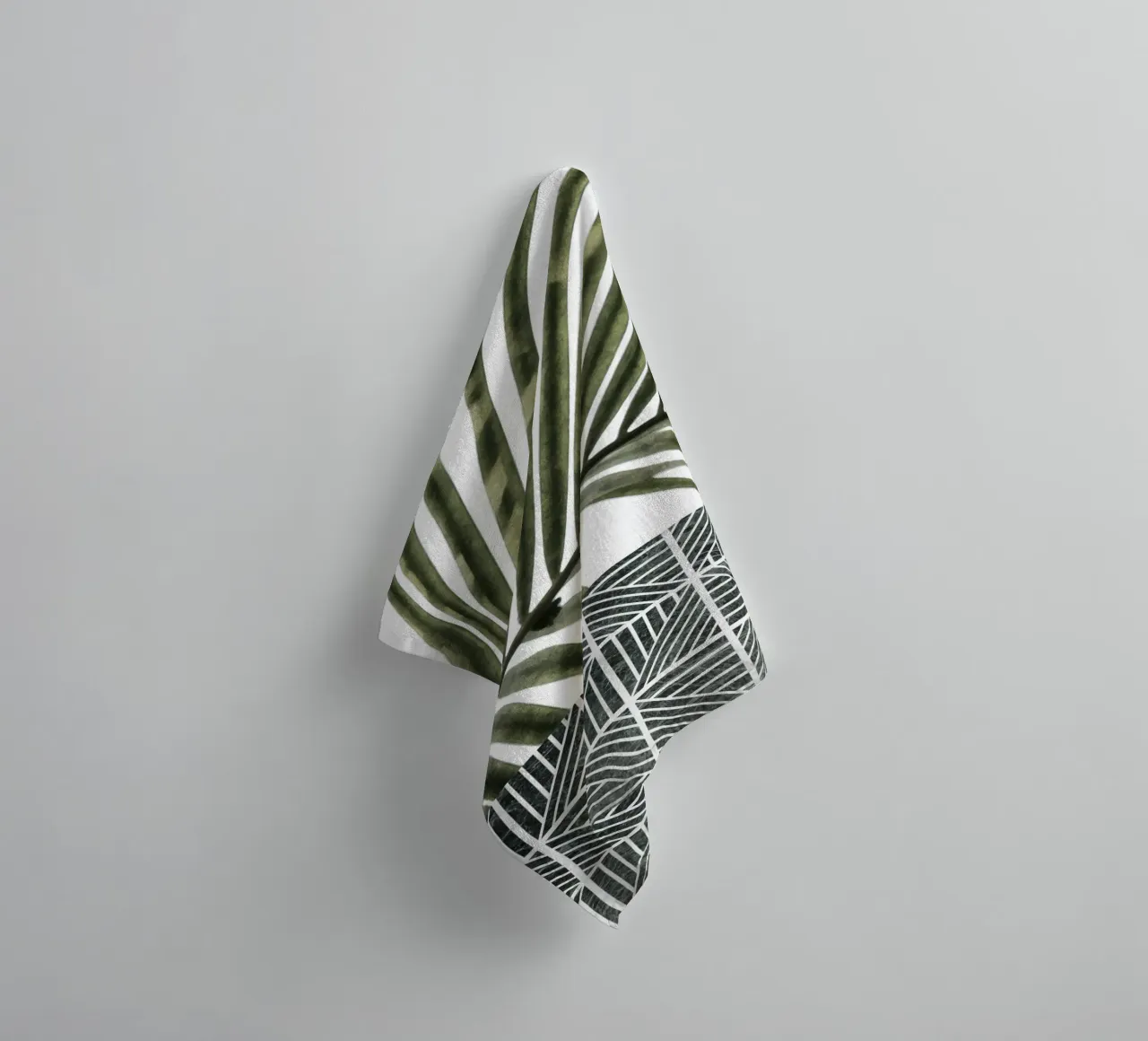 Palm Leaves on Checker Pattern towel by amini54