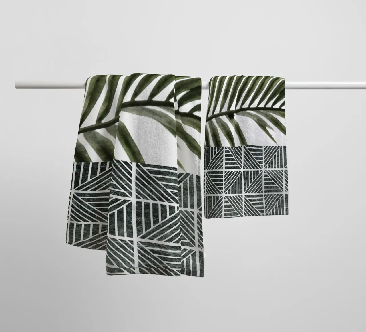 Palm Leaves on Checker Pattern towel by amini54