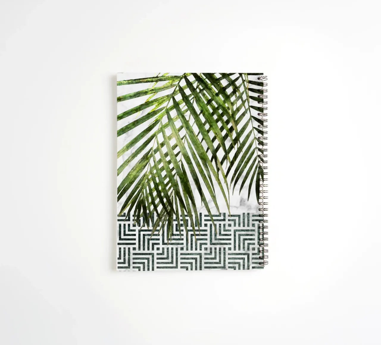 Palm Leaves on Checker Pattern II spiral notebook by amini54