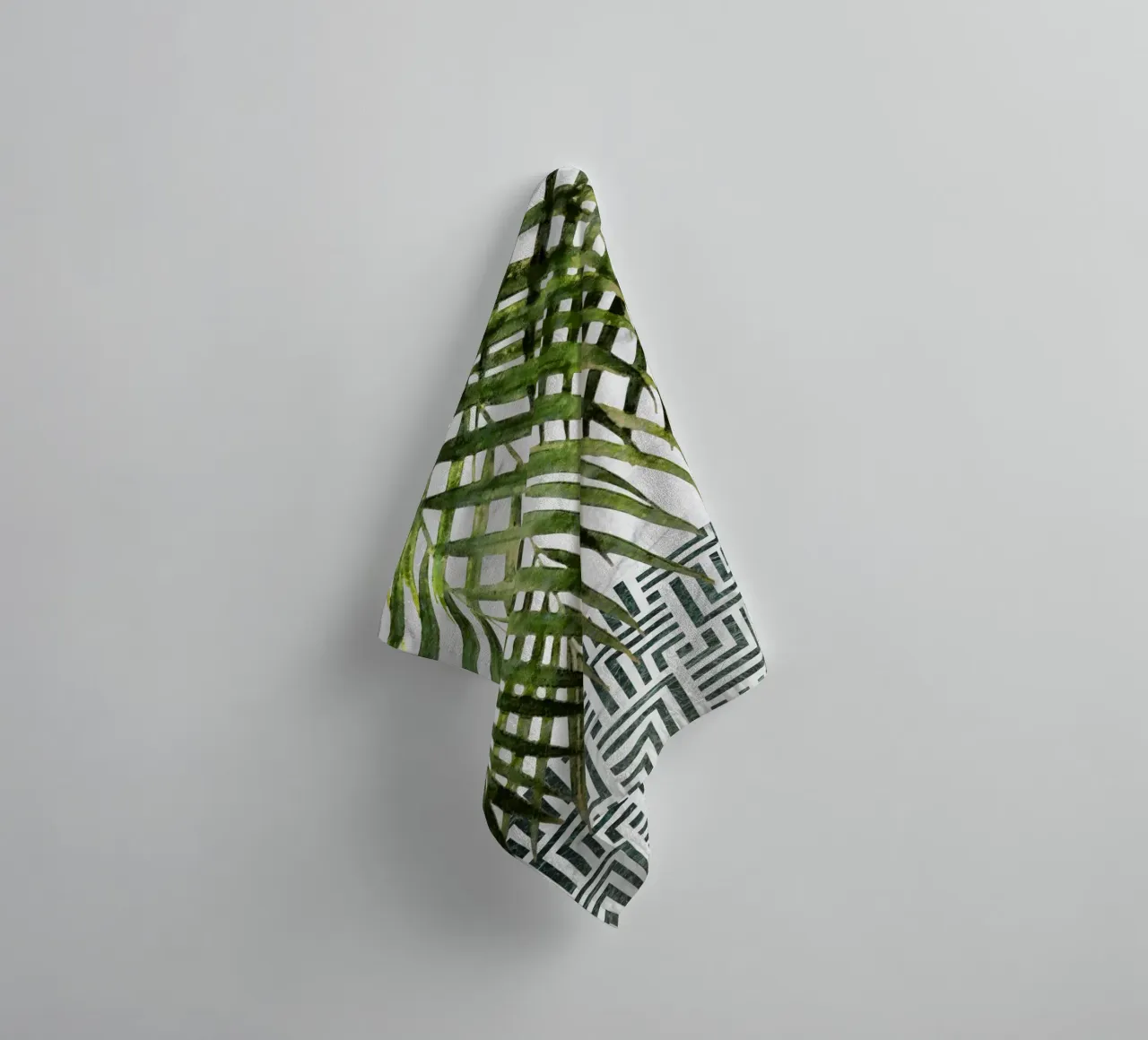 Palm Leaves on Checker Pattern II towel by amini54