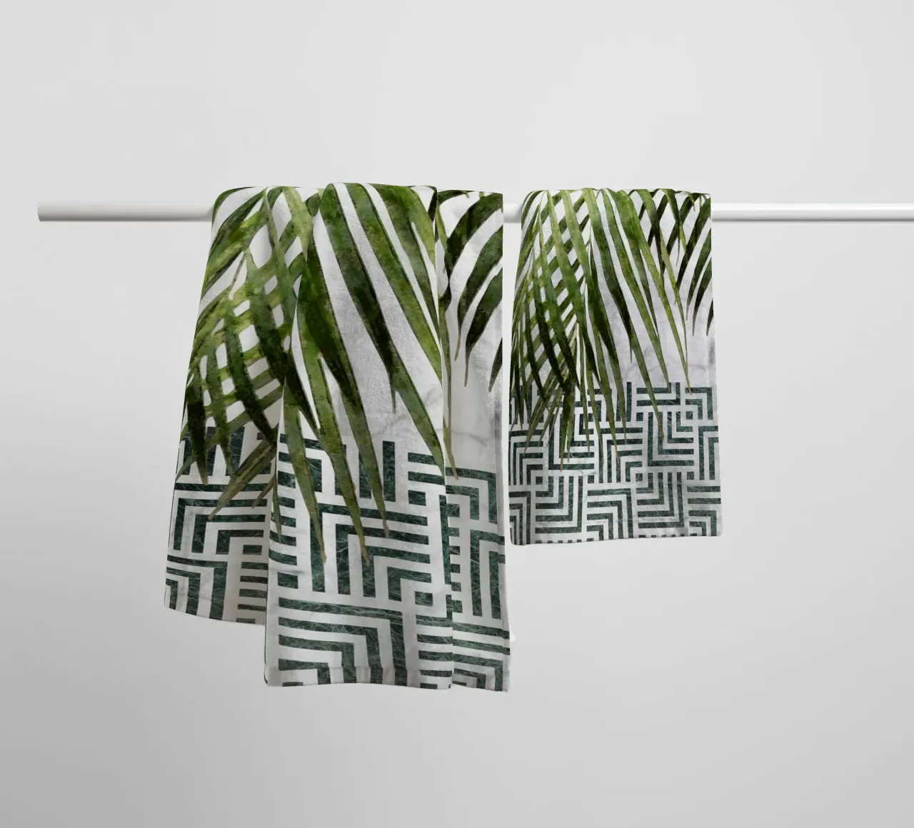 Palm Leaves on Checker Pattern II towel by amini54