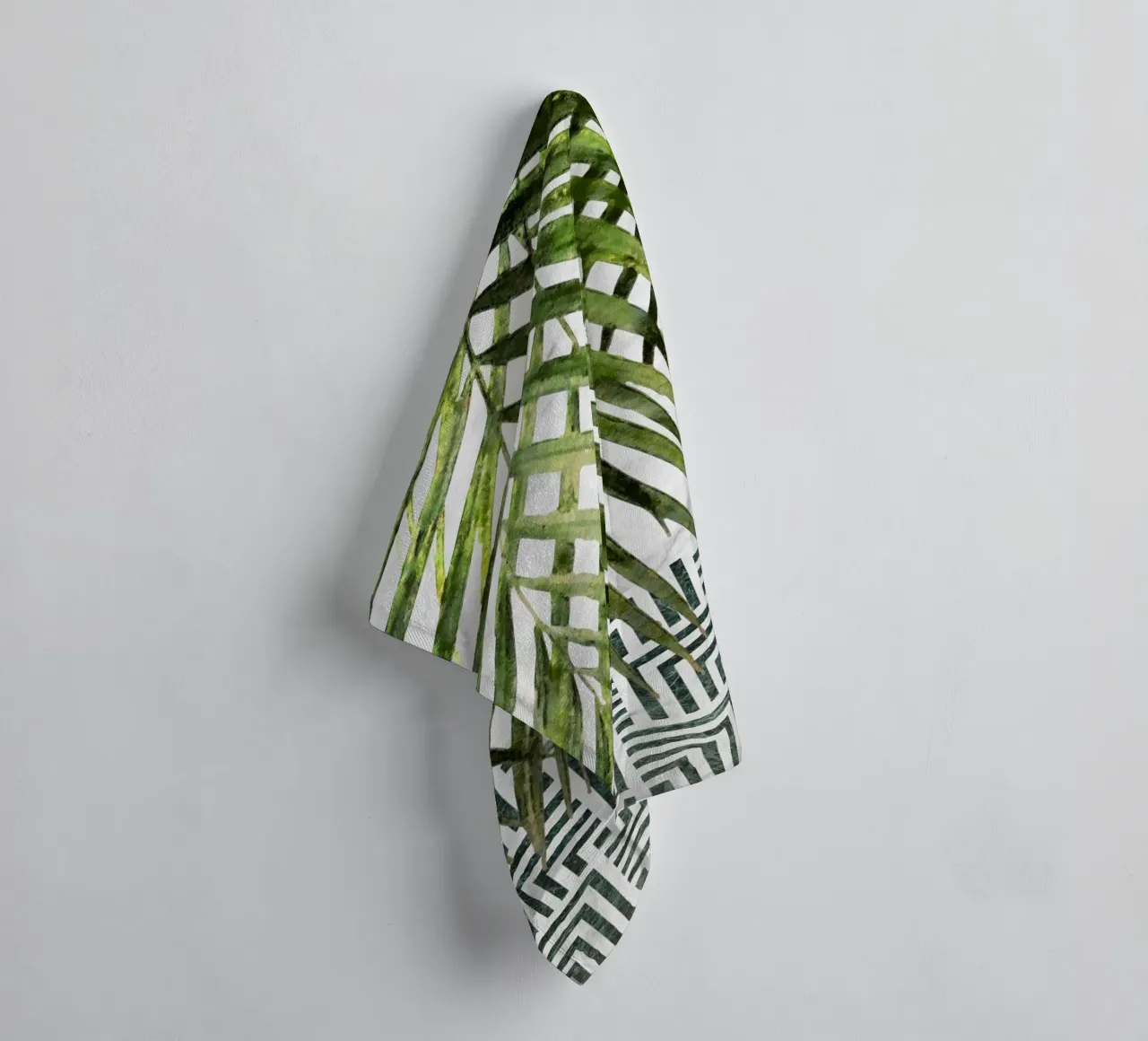 Palm Leaves on Checker Pattern II towel by amini54