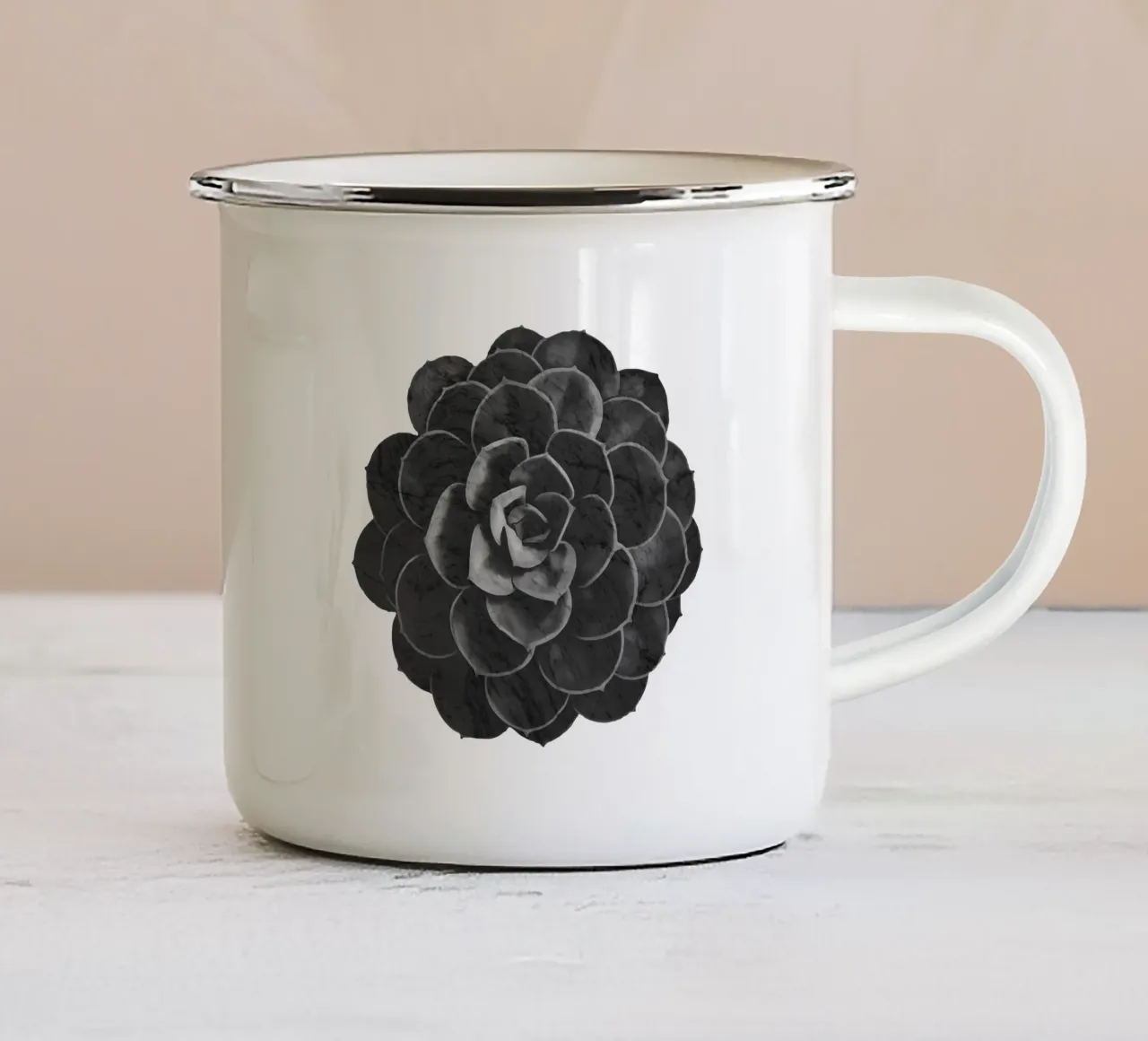 Pianta succulenta in marmo nero tazza in smalto da amini54