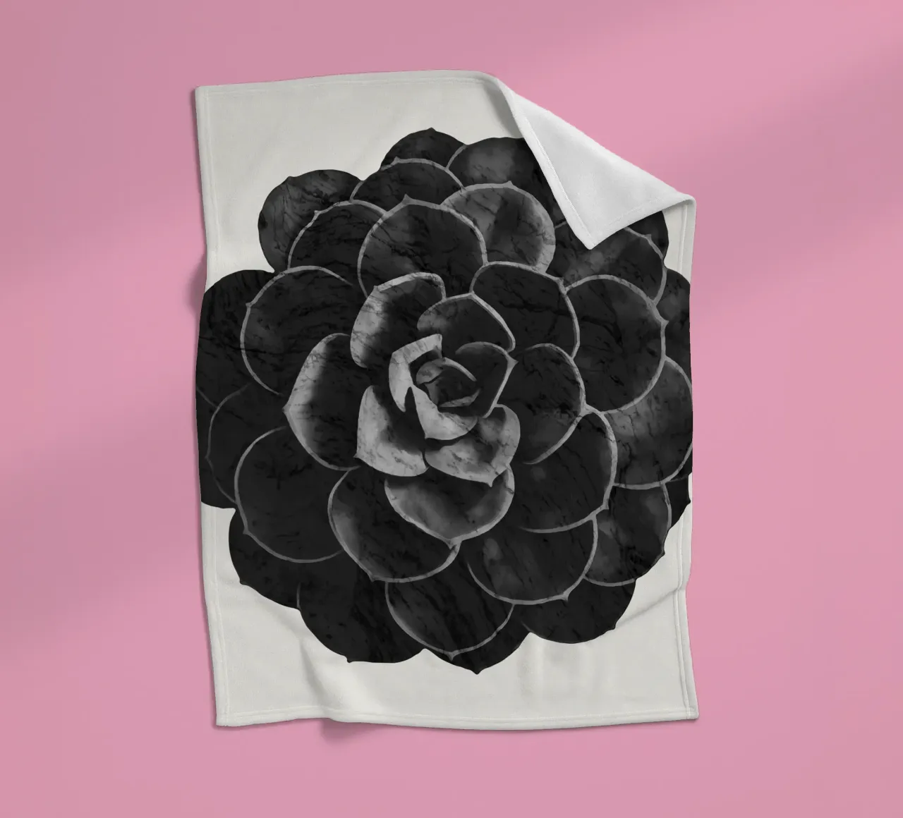 Pianta succulenta in marmo nero coperta in pile da amini54