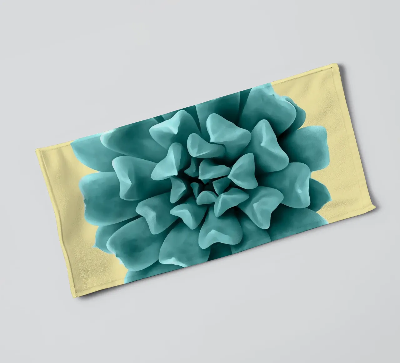 Succulente verde acqua su giallo asciugamano da bagno da amini54
