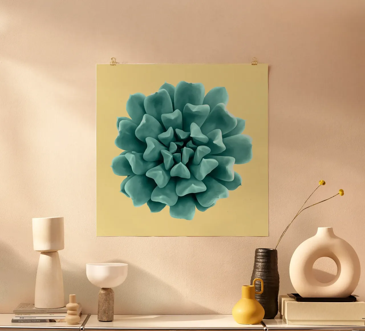 Succulente verde acqua su giallo carta hahnemühle da amini54