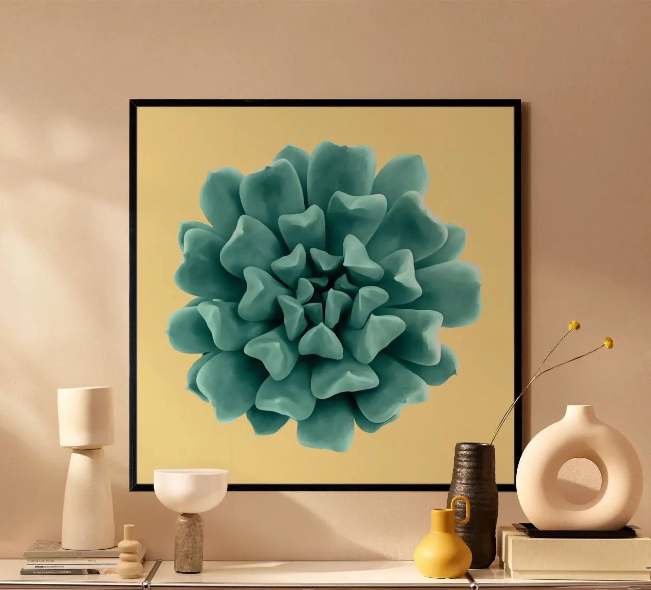 Succulente verde acqua su giallo carta hahnemühle da amini54
