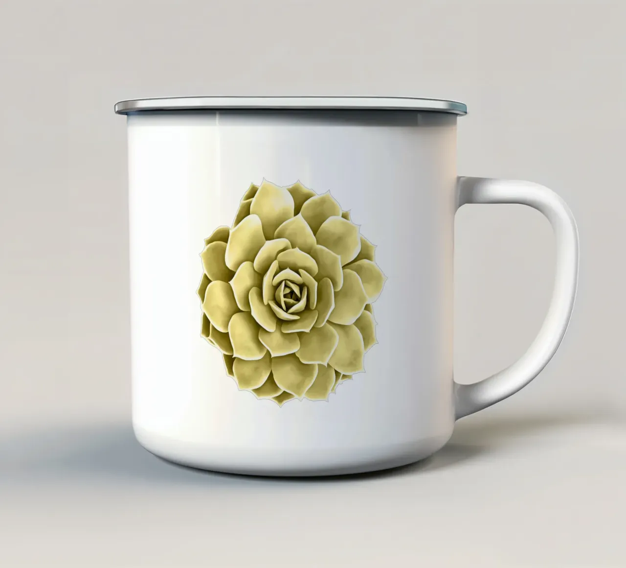Succulente jaune sur fond bleu mug en émail de amini54
