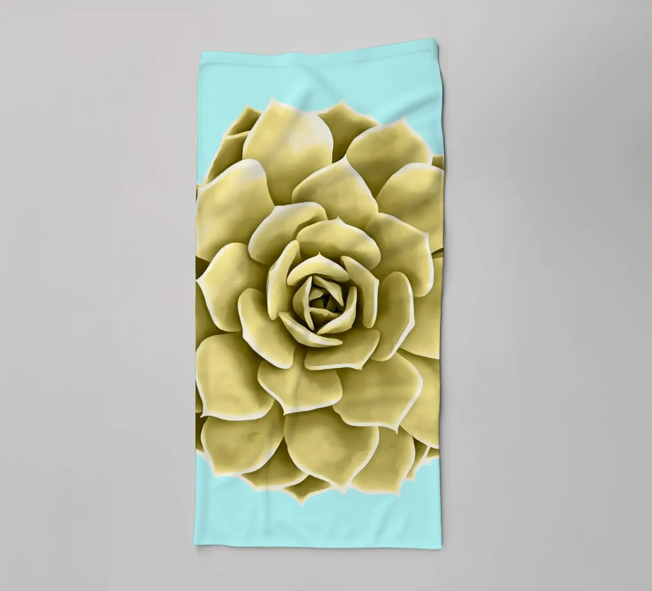 Succulente jaune sur fond bleu serviette de bain de amini54