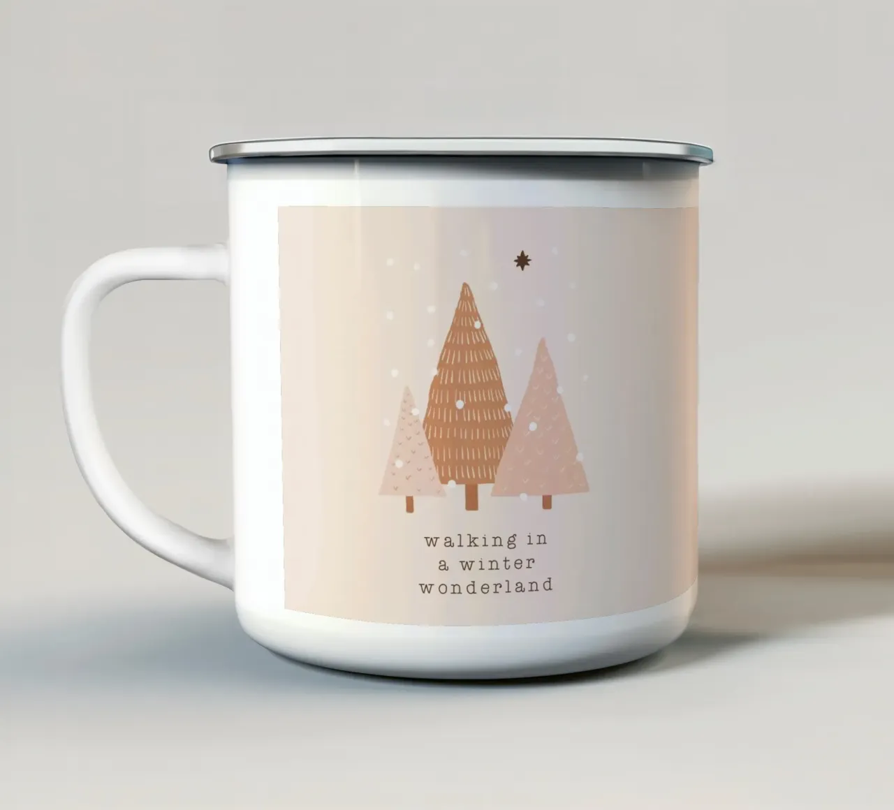 Blush Camminare in un paese delle meraviglie invernale tazza in smalto da Orara Studio