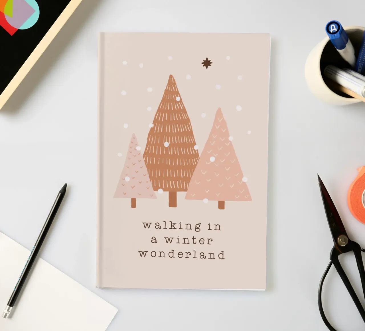 Blush Walking In A Winter Wonderland notebook by Orara Studio