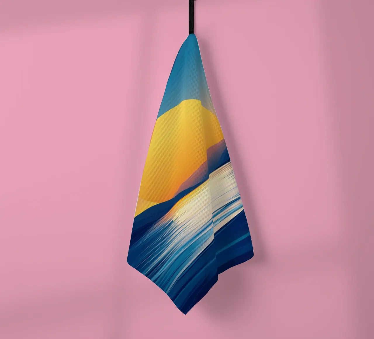 Sunset over Lac Paisible tea towel by Affiches Soleil & Déco Lumineuse – Sunny