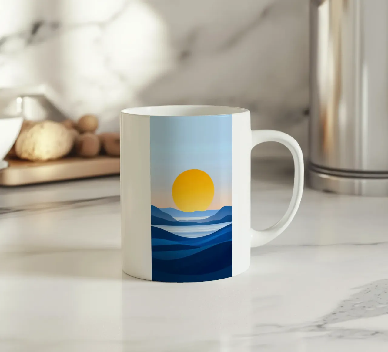 Alba minimalista sulle colline tazza in ceramica da Affiches Soleil & Déco Lumineuse – Sunny