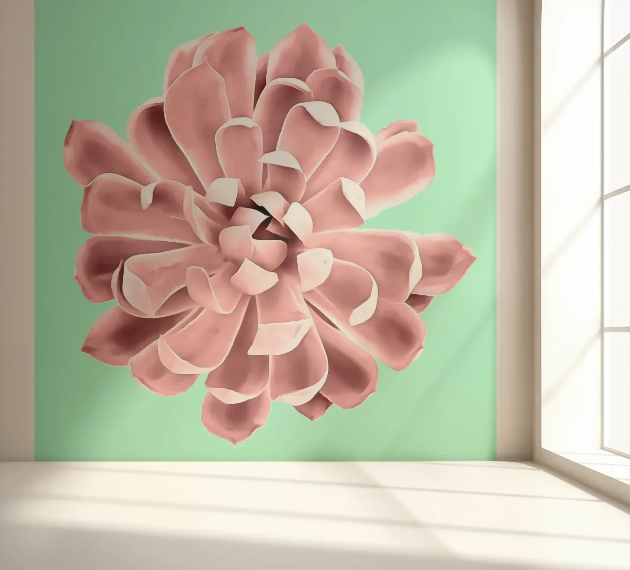 Pink Succulent on Teal Wall photo wallpaper by amini54