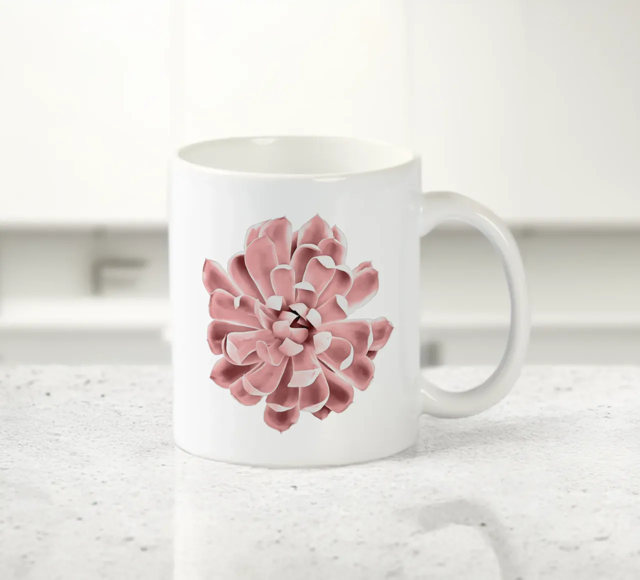 Succulente rosa su parete verde acqua tazza in ceramica da amini54
