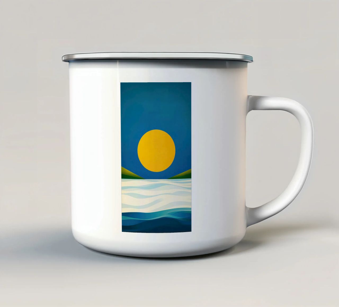Spiaggia minimalista a Soleil d'Or tazza in smalto da Affiches Soleil & Déco Lumineuse – Sunny