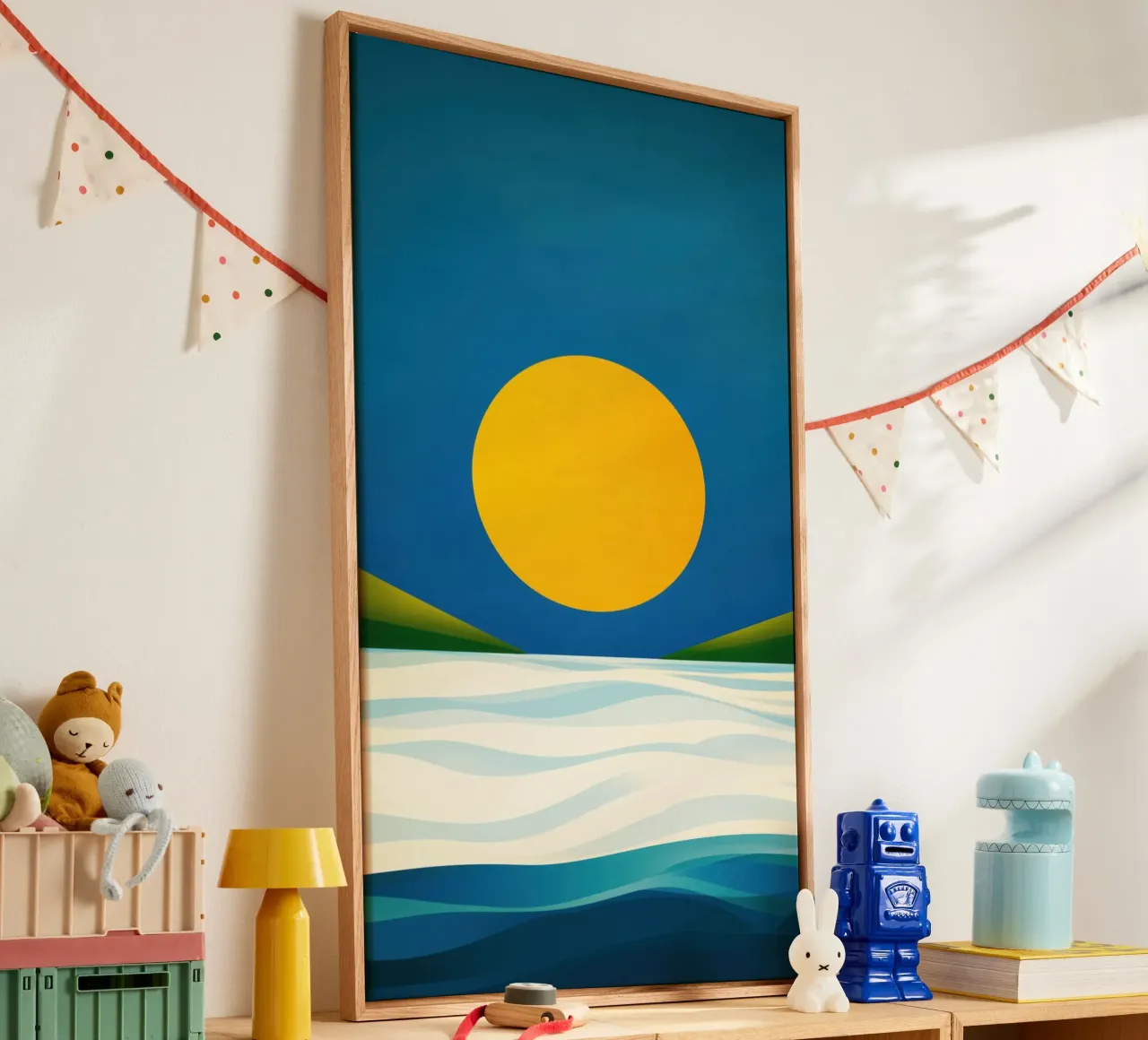 Spiaggia minimalista a Soleil d'Or tela con Cornice a cassetta da Affiches Soleil & Déco Lumineuse – Sunny