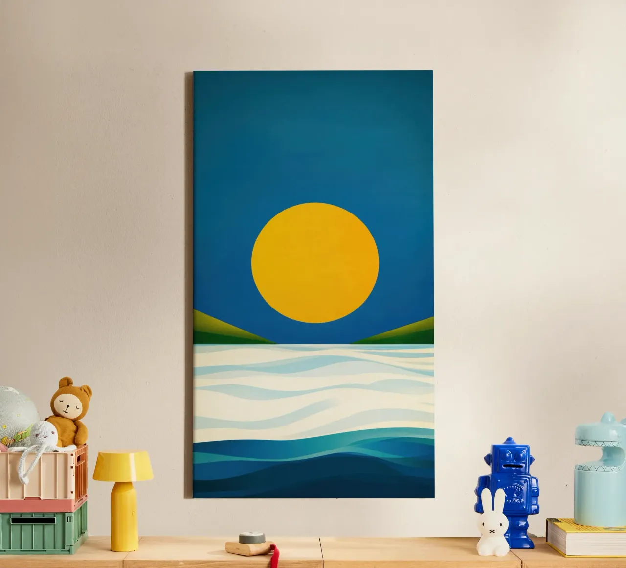 Spiaggia minimalista a Soleil d'Or tela con Cornice a cassetta da Affiches Soleil & Déco Lumineuse – Sunny