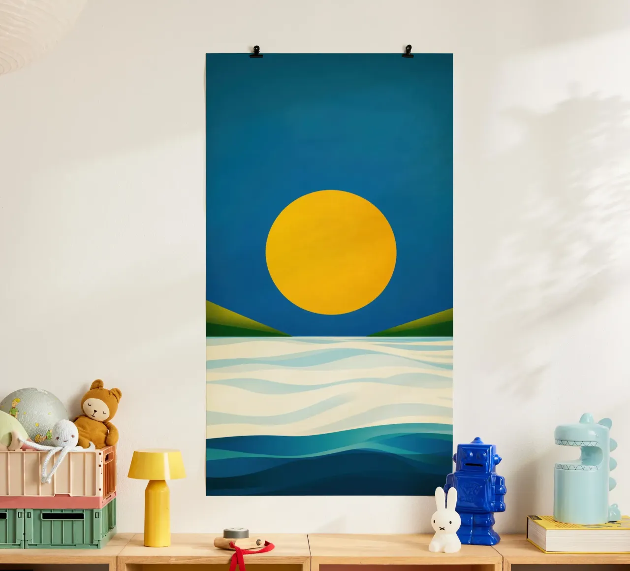 Spiaggia minimalista a Soleil d'Or poster da Affiches Soleil & Déco Lumineuse – Sunny