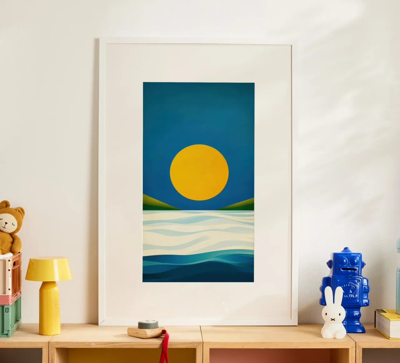 Spiaggia minimalista a Soleil d'Or poster da Affiches Soleil & Déco Lumineuse – Sunny