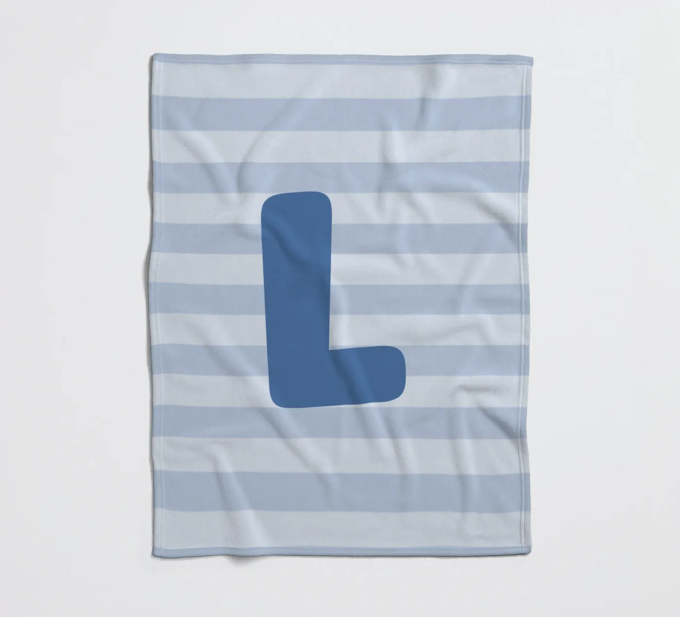 Initials blue fleece blanket by we line studio - design