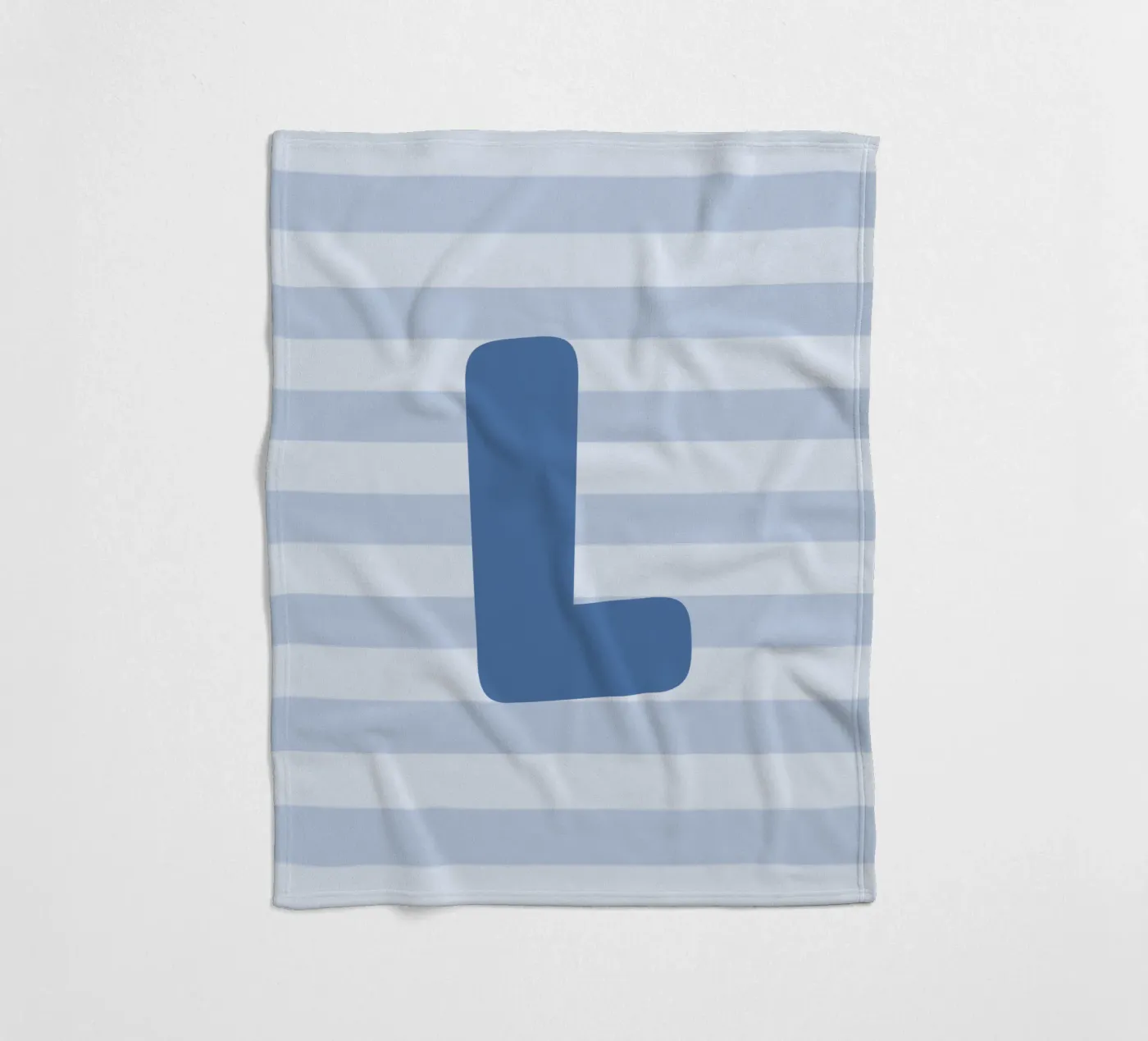 Initials blue fleece blanket by we line studio - design