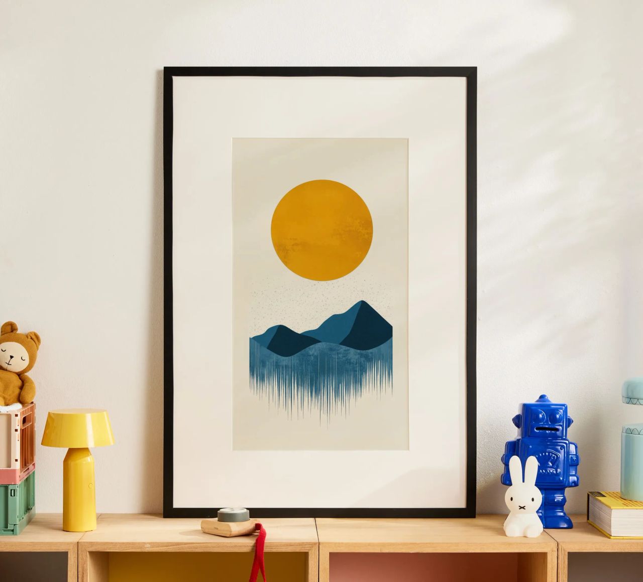 Abstract Mountains in the Golden Sun poster by Affiches Soleil & Déco Lumineuse – Sunny