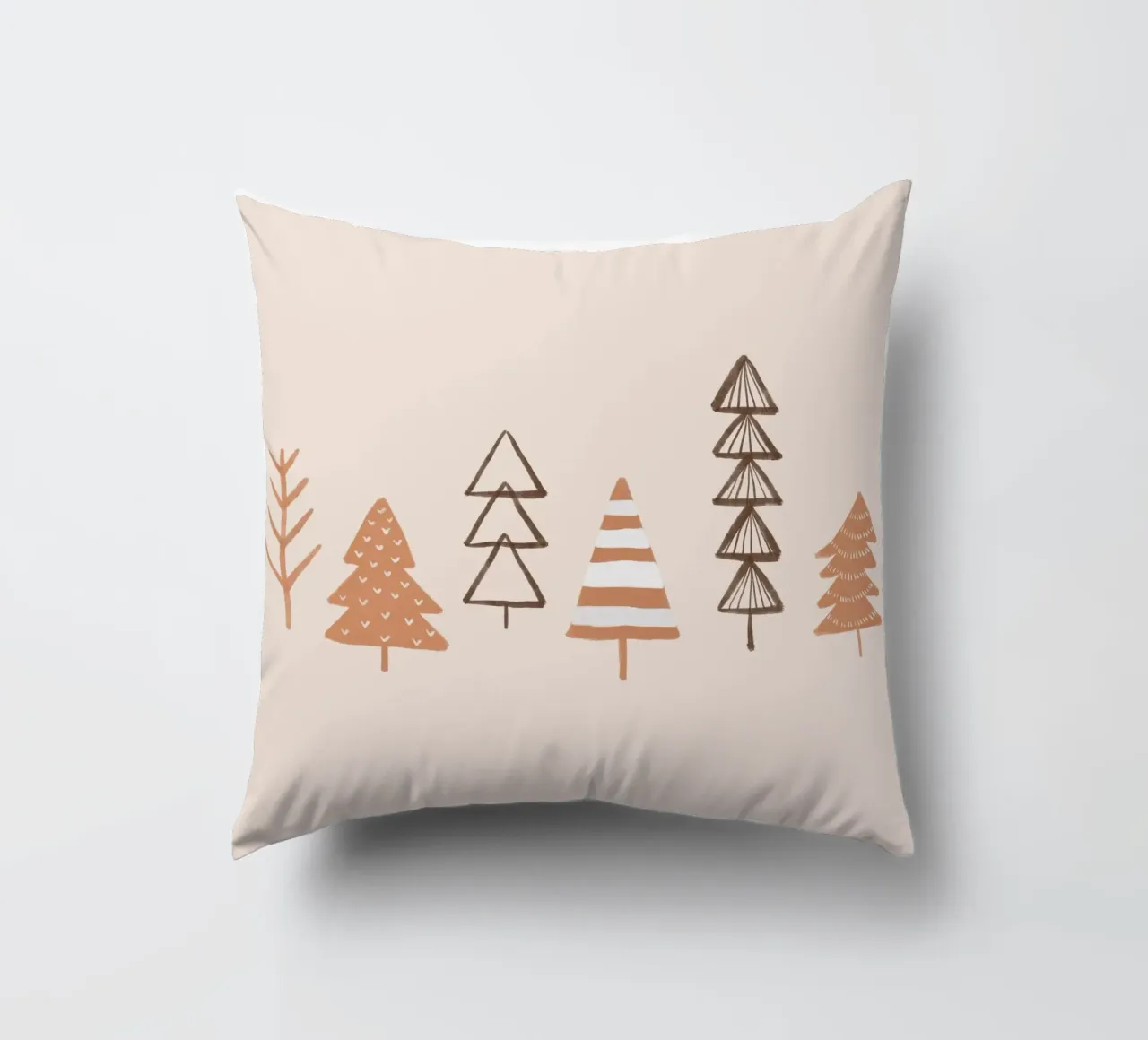 Blush Winter Trees Illustration Kissen von Orara Studio