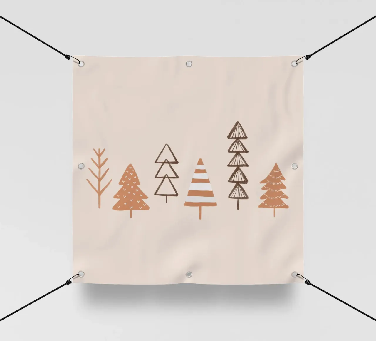 Illustrazione di alberi invernali in fiore telo in pvc da Orara Studio