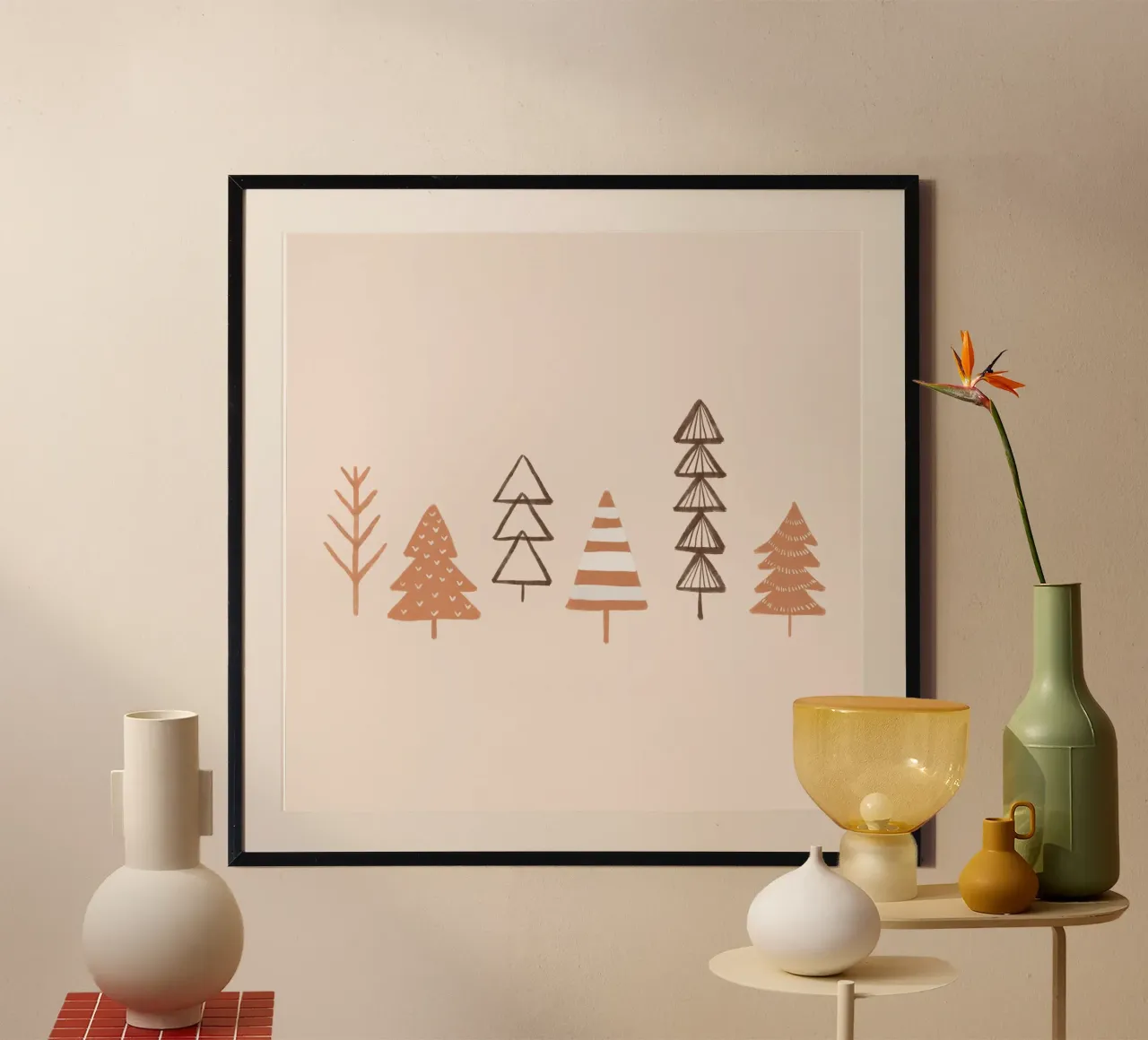 Blush Winter Trees Illustration poster de Orara Studio