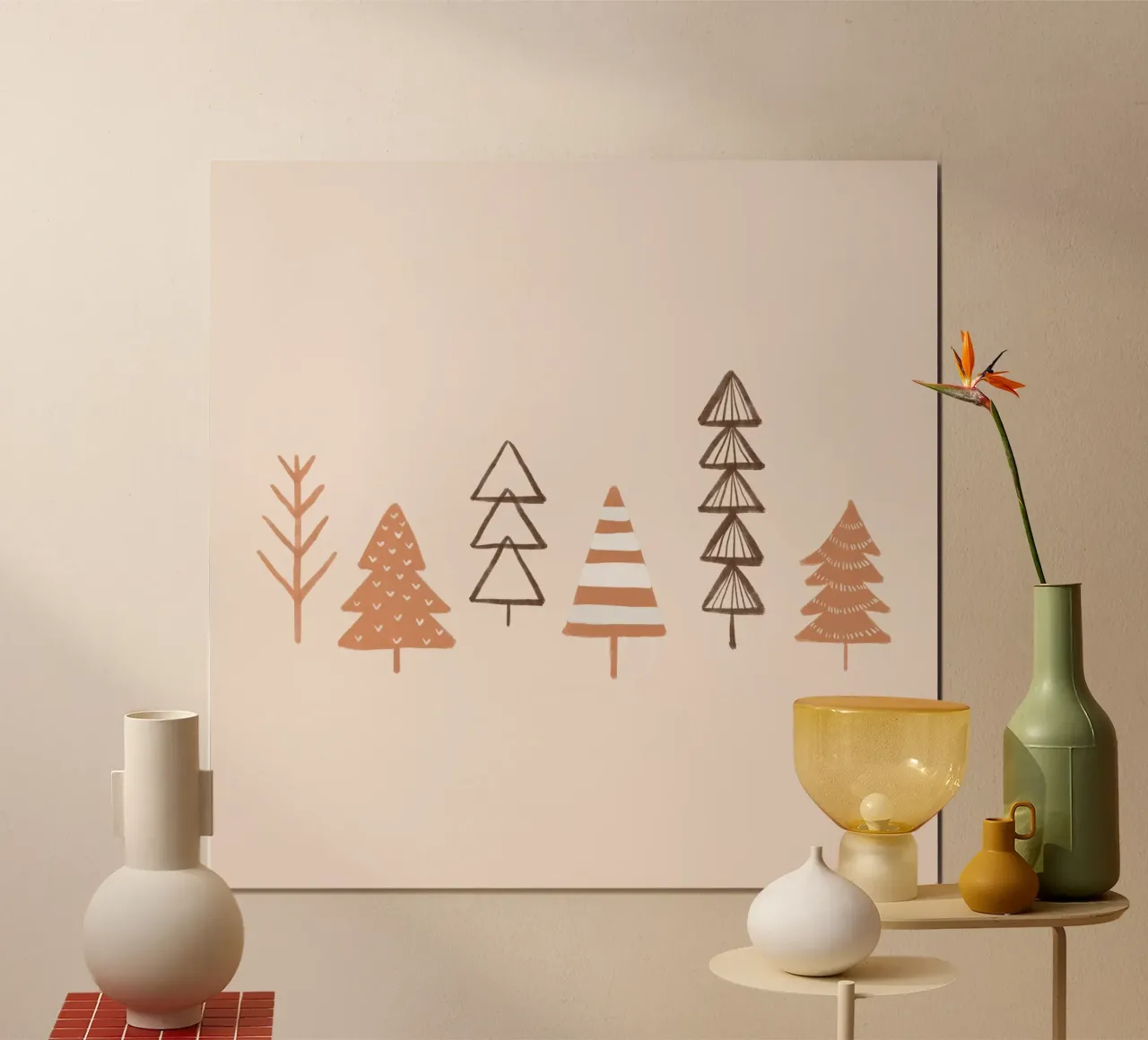 Blush Winter Trees Illustration poster de Orara Studio