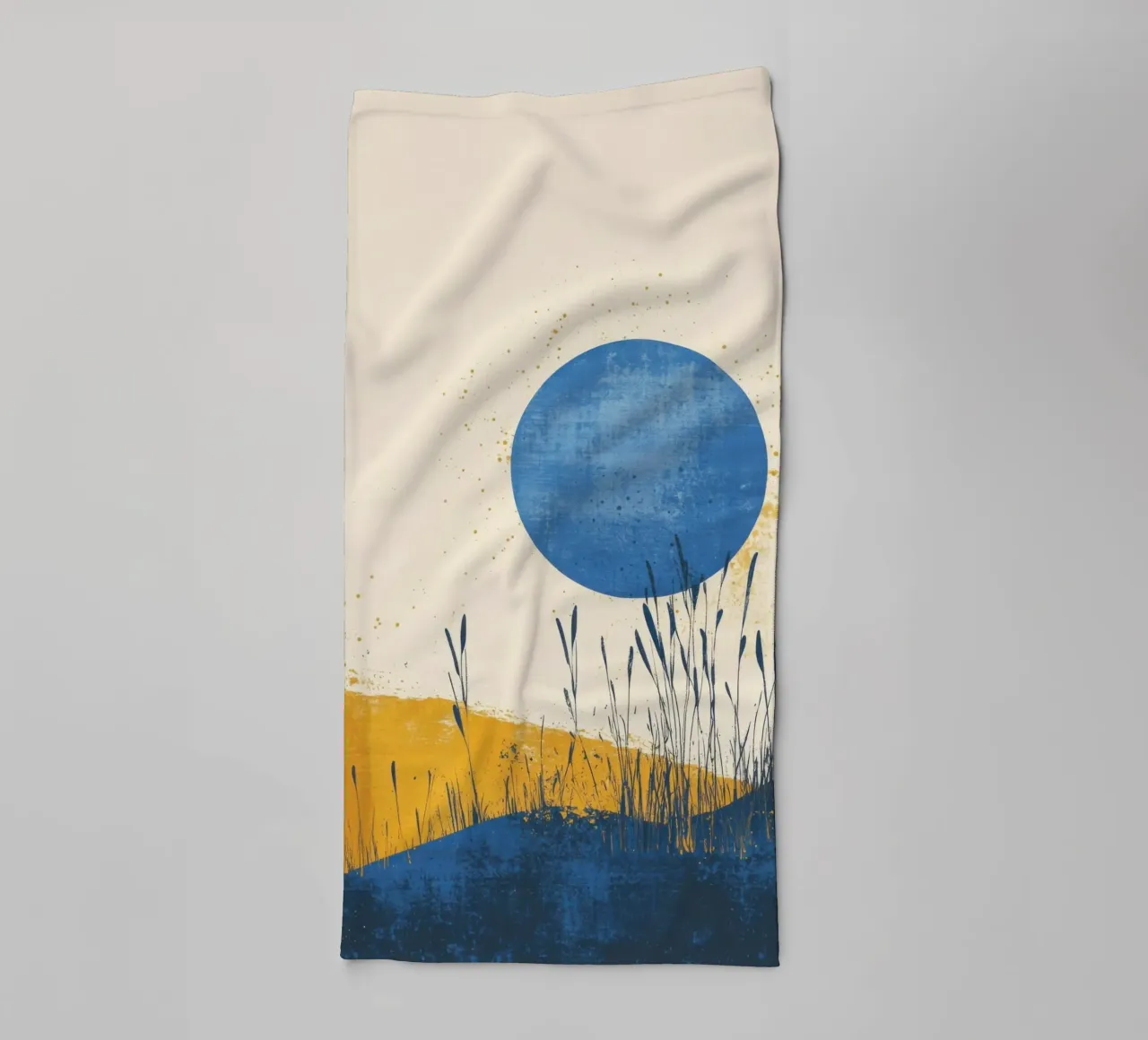 Blue Moon over Field of Reeds towel by Affiches Soleil & Déco Lumineuse – Sunny